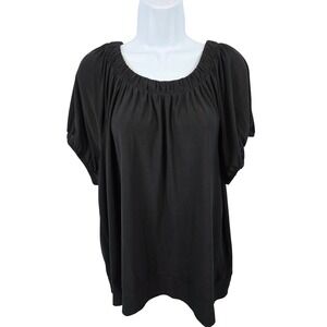 Studio 1940 Womens Size 18W / 20W Black Gathered Neck Tunic Top Plus /A173